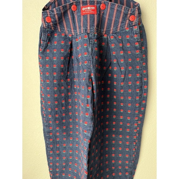 Vintage EUC Oshkosh 6 Vestbak Floral Overalls Made in USA Navy Blue Red - Picture 5 of 7